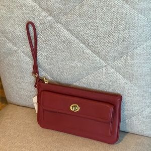 Coach Leather Wristlet Zipper Pouch